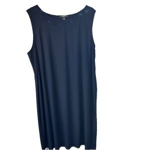 R&M Richards Woman Navy Blue Sleeveless Dress 22W Lace Sequin Neckline Plus